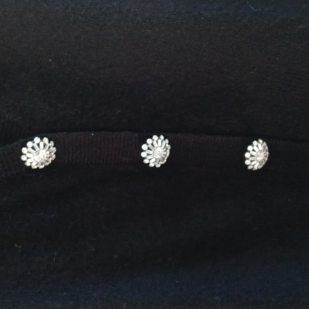 Express Black Cardigan with Rhinestone Buttons - Picture 2 of 6
